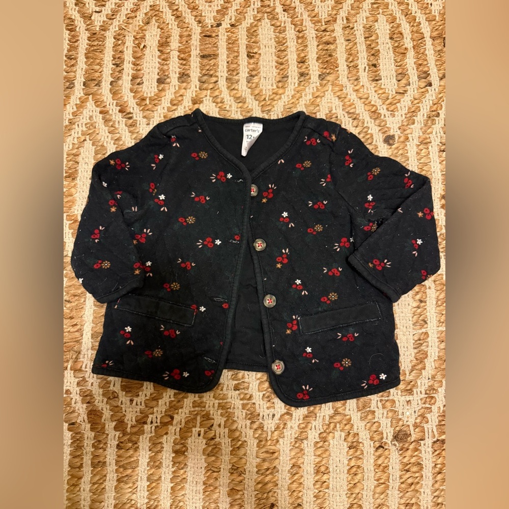 Carter's Black Floral Kids Sweater